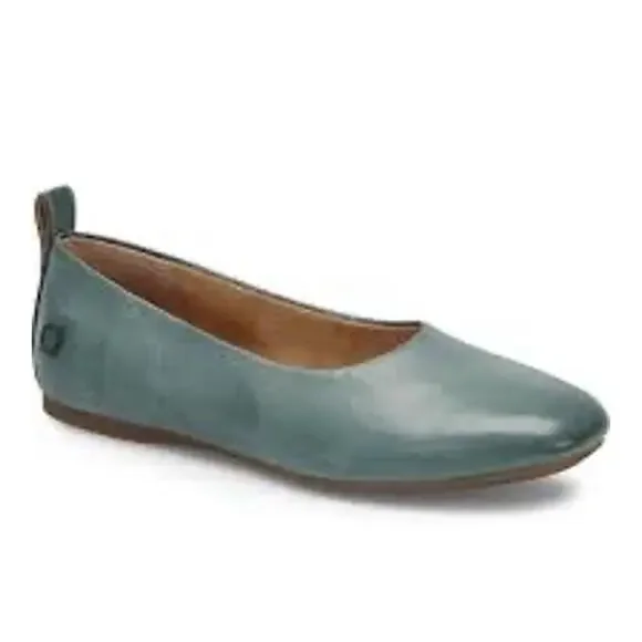 Born Beca Size 8.5 Ballet Flats Gray Leather Comfort Slip On Casual Shoes Dress - Picture 1 of 13